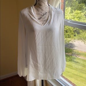 Pretty silk feel womens’ ivory blouse